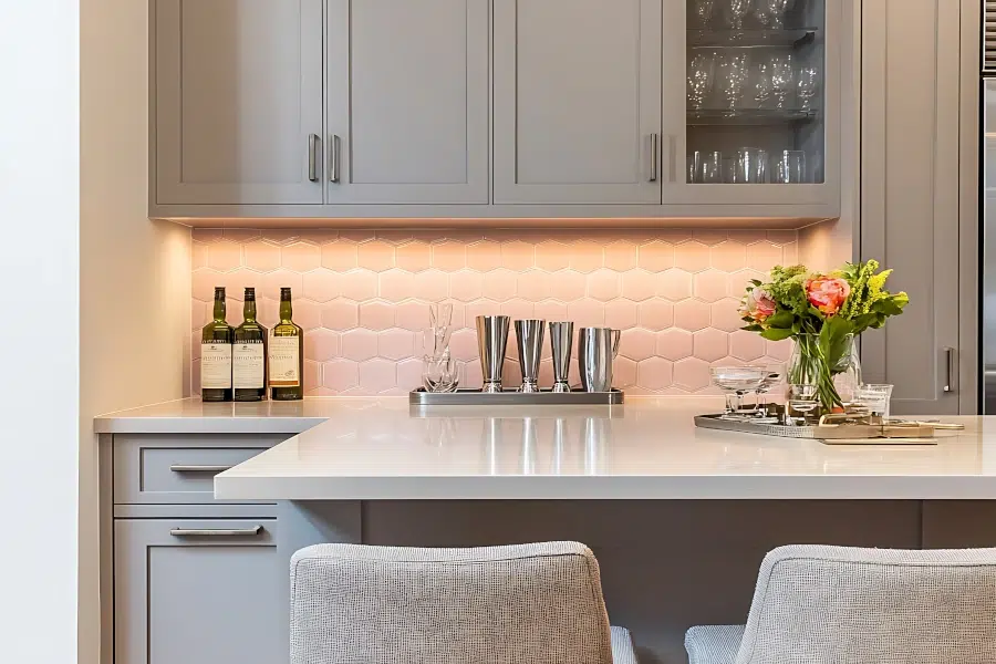 Light Grey Shaker Kitchen Installation in Edinburgh with Quartz Countertops
