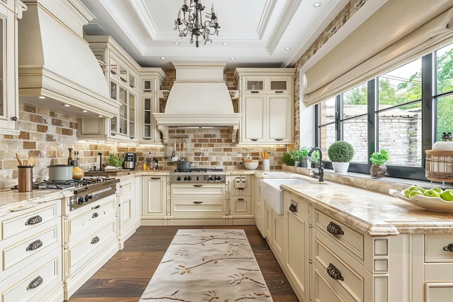 Rich Wood Cabinets with Granite Worktops Traditional Kitchen Fitters in Edinburgh